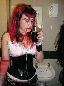 Girl covered in blood