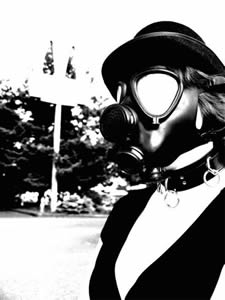 Goth girl with gas mask