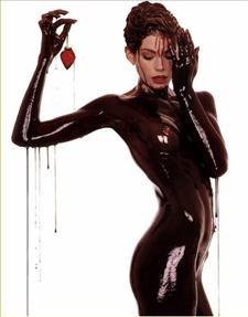 Girl covered in chocolate